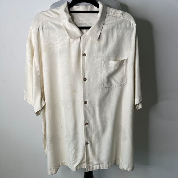 Tommy Bahama Men's Cream White Embroidered Short Sleeve Shirt Wine Bottle XXL - Picture 2 of 12